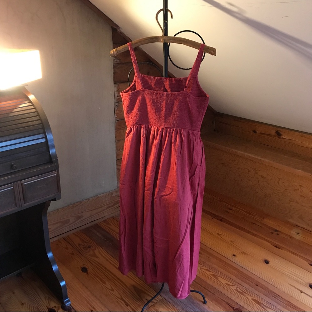 Old Navy Red Orange Maxi Smock Dress, EUC, M - Picture 3 of 12